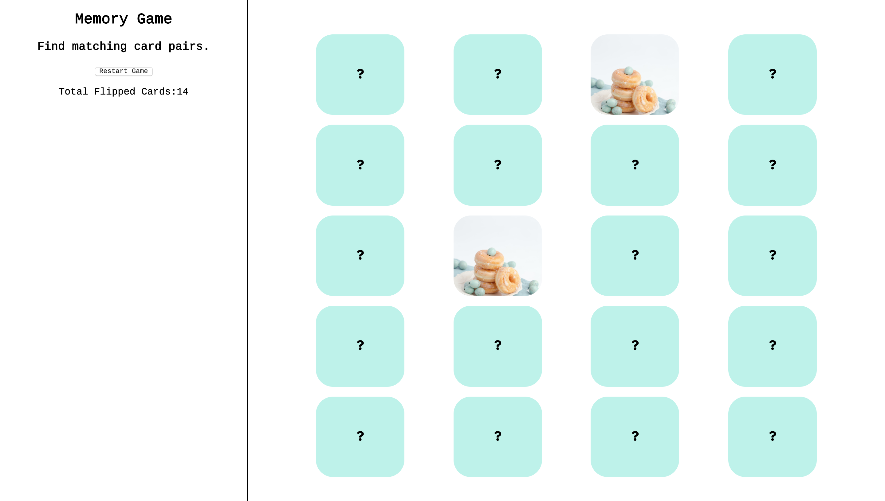 Memory game site screenshot
